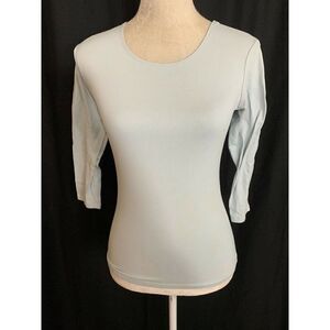 Only Hearts Womens Solid Light Blue Long Sleeve Nylon Top T Shirt Small